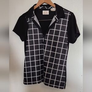 EP Pro Golf Black and White Checkered Top